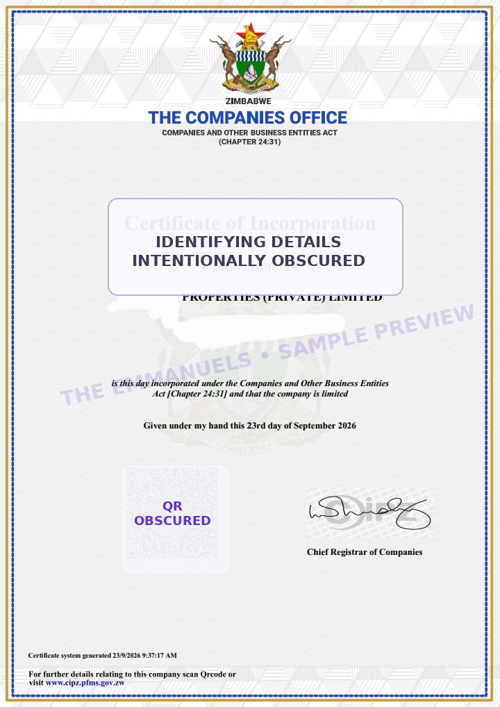 Certificate of incorporation preview